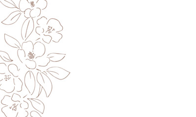 正月イラスト。年賀状にも使える椿の線画イラスト。和風の椿と植物のイラスト。椿の正月背景。
New Year's illustration. A line drawing of a camellia that can also be used for New Year's cards. Japanese-style camellia and plant illustration. Camellia 