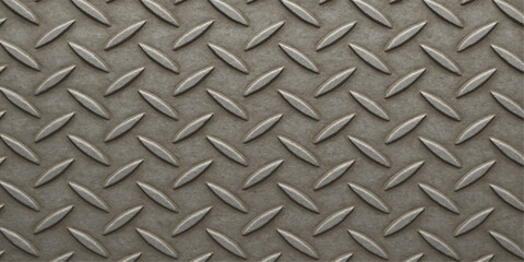 Industrial seamless metallic diamond plate pattern steel texture background or floor sheet