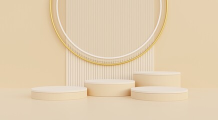 Beige podium, beige background for promoting premium products, 3D illustration.