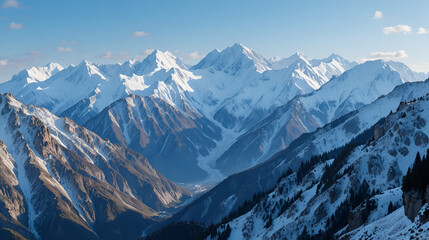 Fototapeta premium snow-capped mountains of the Tian Shan in winter