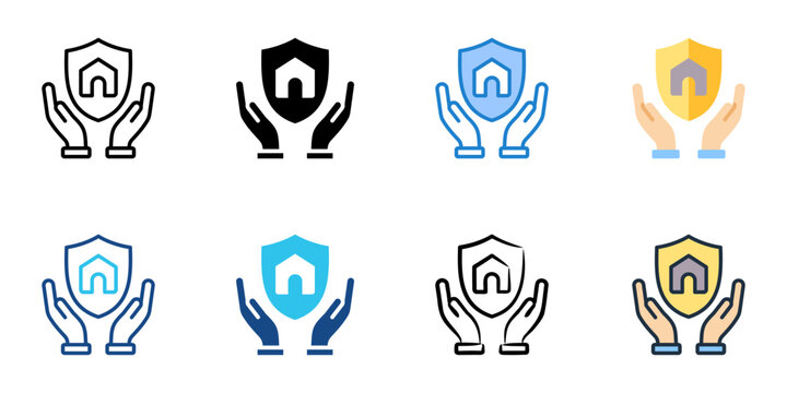 Insurance icon set multiple style collection 
