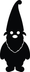 Christmas gnome silhouette Black silhouette of a gnome with a pointed hat