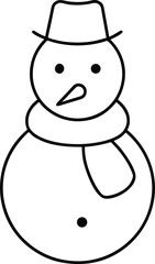 Simple snowman line art with hat scarf winter holiday