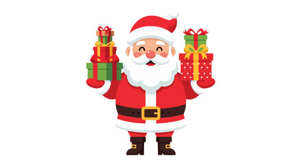 Smiling Santa Claus Holding Christmas Presents Illustration