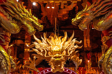 Golden dragons and vibrant decorations during celebrations