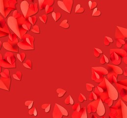 Valentines day Stylish red hearts on background.