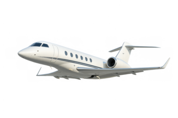 White private jet flying, representing business travel, luxury transportation, success, exclusive aviation, and wealth concept