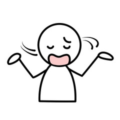 Exasperated Stick Figure Sighing in Resignation Illustration