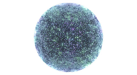 Abstract glowing oval shape made of tiny blue and green particles isolated on transparent background © ABDURRAZZAQ