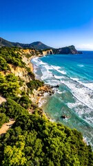 Aerial view of coastline with a sandy beach and turquoise water