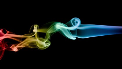 abstract minimalist colorful smoke on black background
