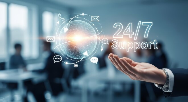 24/7 Global Support Network with Hand Offering Digital Solutions