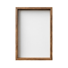 Rustic wooden picture frame with white insert isolated on transparent background