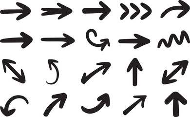 Arrow hand drawn vector icons set