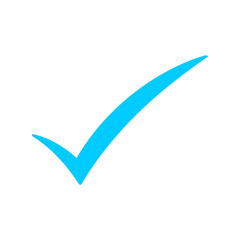 Bright blue checkmark icon symbol of validation, completion, confirmation, and correctness, ideal for web, ui, success.