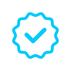 Verified blue checkmark icon with a wavy badge shape symbolizing approval, confirmation, and quality assurance