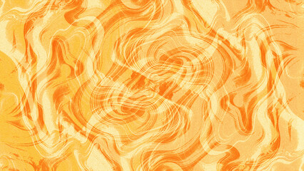 Vibrant abstract swirls of warm orange and yellow hues create a dynamic, energetic background