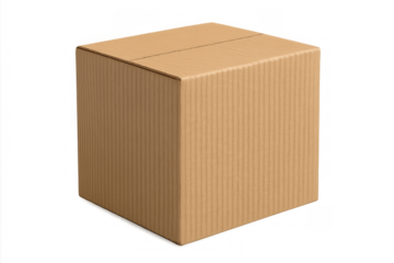 Cardboard delivery box for shipping, packaging, and moving, isolated on transparent background ready for e-commerce