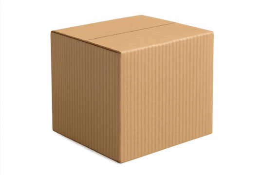Cardboard delivery box for shipping, packaging, and moving, isolated on transparent background ready for e-commerce