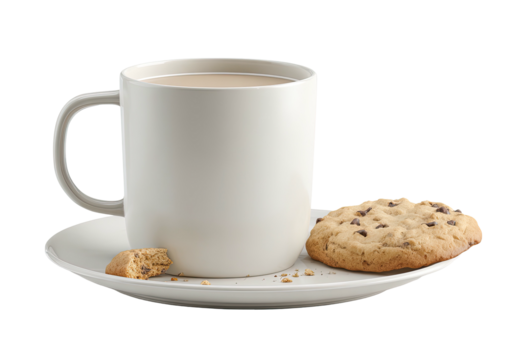 Warm drink with cookies on plate. Simple still life