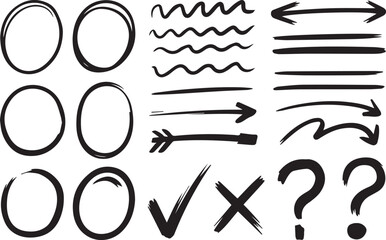 Doodle hand drawn mark set