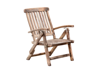 Rustic wooden folding chair, weathered and worn