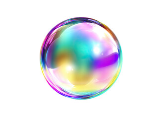 Iridescent bubble sphere floats on black