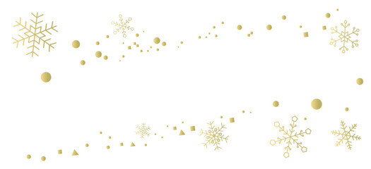 ゴールドの雪の結晶のフレームイラスト　パターン　背景イラスト　ベクター素材