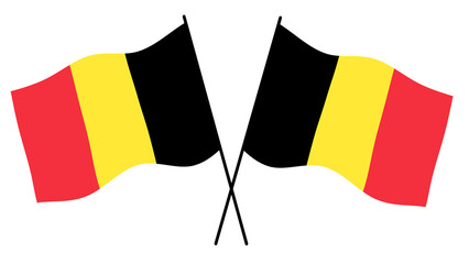 Crossed Belgium flags illustration, black yellow red tricolor design