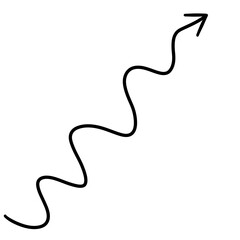 Curved black line arrow, minimalist direction symbol