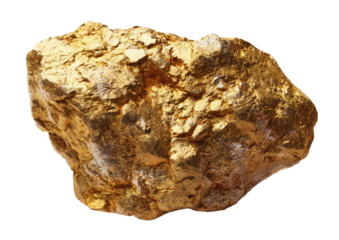 Large, irregularly-shaped, rough, golden rock