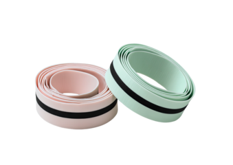 Rolled bands of pink/green, center black stripe, isolated