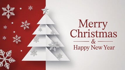 Fototapeta premium Elegant Merry Christmas and Happy New Year greeting with festive tree