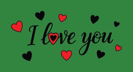 Express love with heartfelt 'I love you' calligraphy and charming hearts