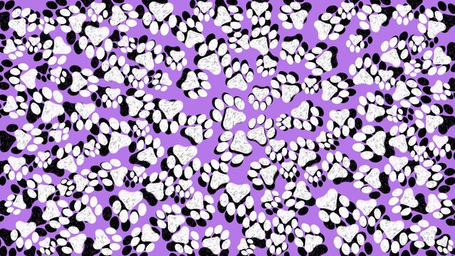 Purple leopard fur pattern with black and white footprint, wild animal print