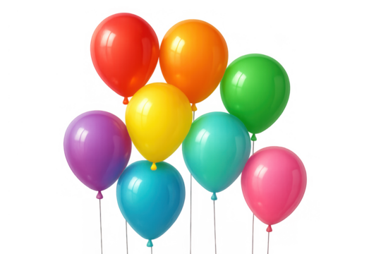 Group of colorful balloons floating, creating a vibrant display for celebrations, happiness, and festive gatherings