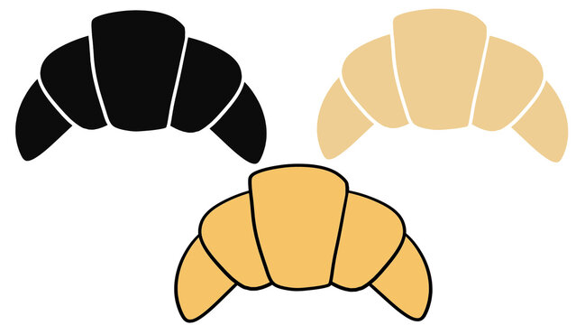Set of croissants in black and yellow colors, bakery illustration