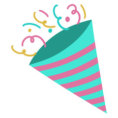Striped cone with confetti, celebration party decoration