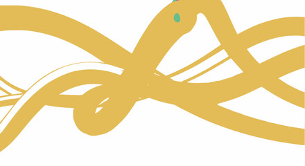 Minimalist abstract background with golden yellow flowing wavy lines randomly intersecting and overlapping, creating a dynamic, continuous and elegant vector graphic illustration.