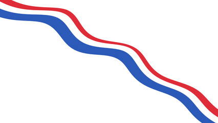 Wavy red white and blue bunting flags inspired by Netherlands national colors, decorative design