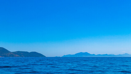 Panorama of tropical islands island in Angra dos Reis Brazil.