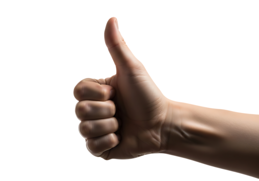 Close up of a human hand giving a thumbs up gesture approval - Powered by Adobe