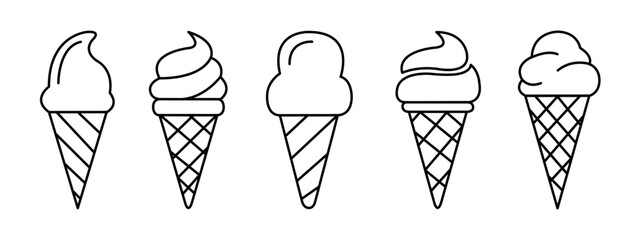 vector illustration of a set of ice cream waffle cone