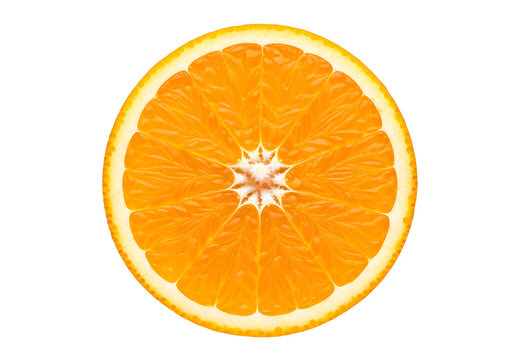 Close up of a vibrant orange citrus fruit slice showing segments and texture food