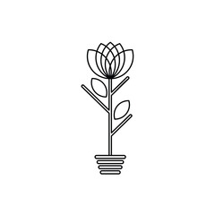 flower in the pot simple minimalist outline line art logo design vector illustration
