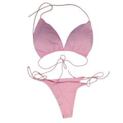 Chic Dusty Rose Bikini Set with Tie Details