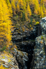 Small Waterfalls Drain Into The Deep Gorner Gorge