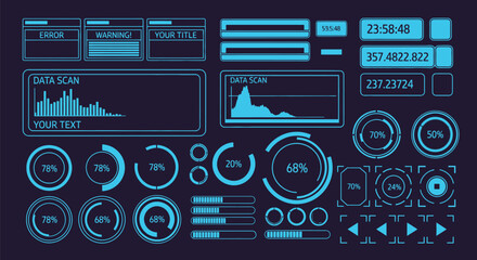 Futuristic digital dashboard with data charts and progress indicators