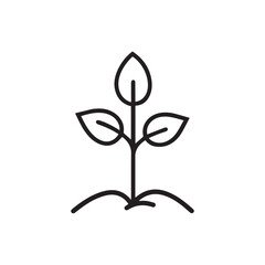 Seedling tree growing icon. Black nature green vector design.