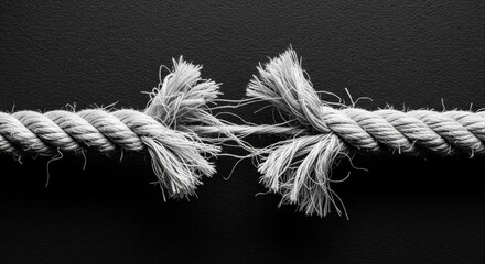 Broken Rope on Black Background, Frayed, Frayed rope, Breaking
